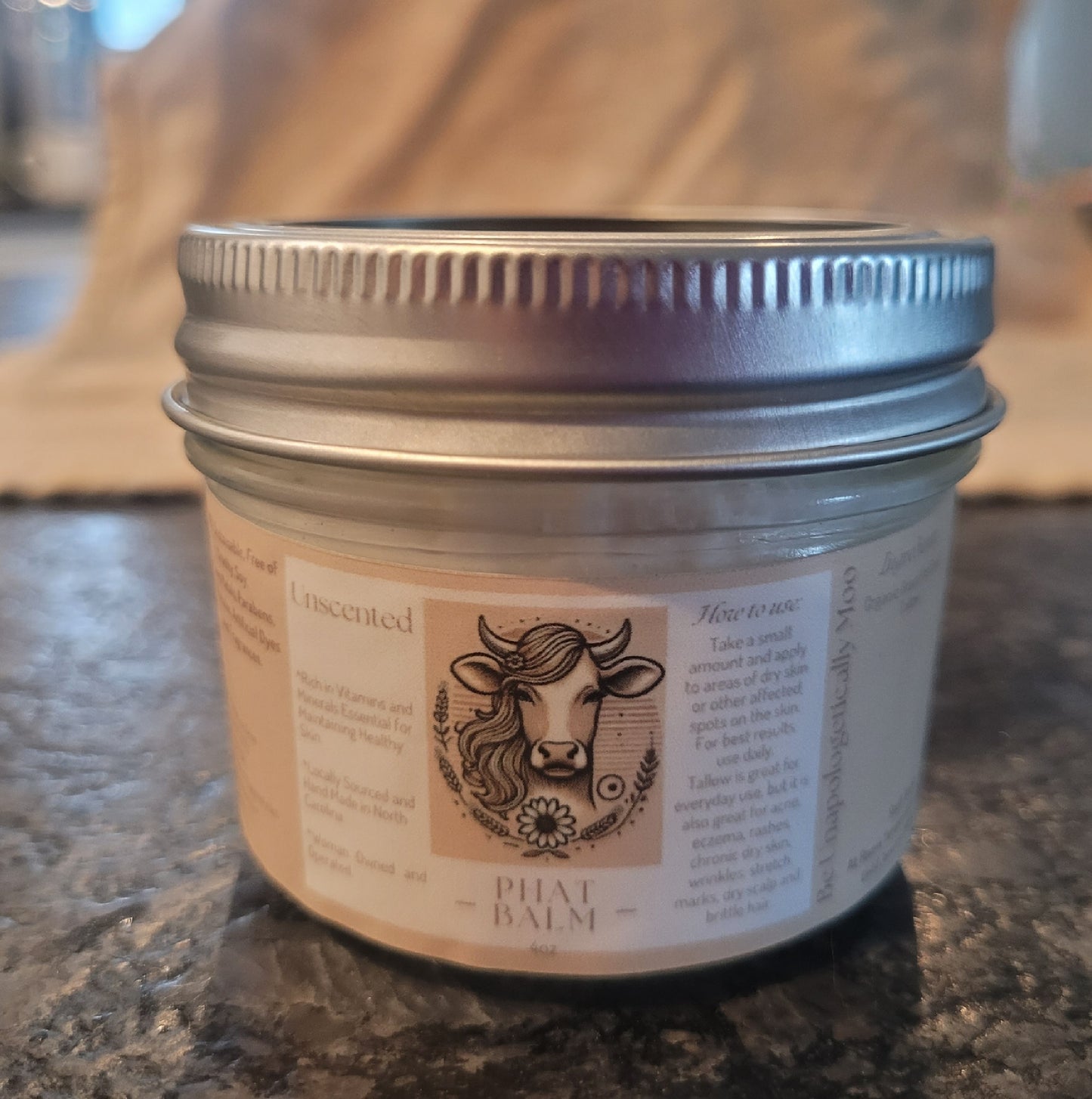PhatBalm Whipped All Natural 100% Tallow (Unscented) 4oz